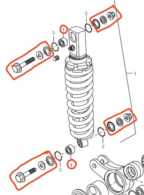 Rear Shock Bush Bearing Kit Set Sinnis Apache Pulse Lexmoto Adrenaline 125 RMR