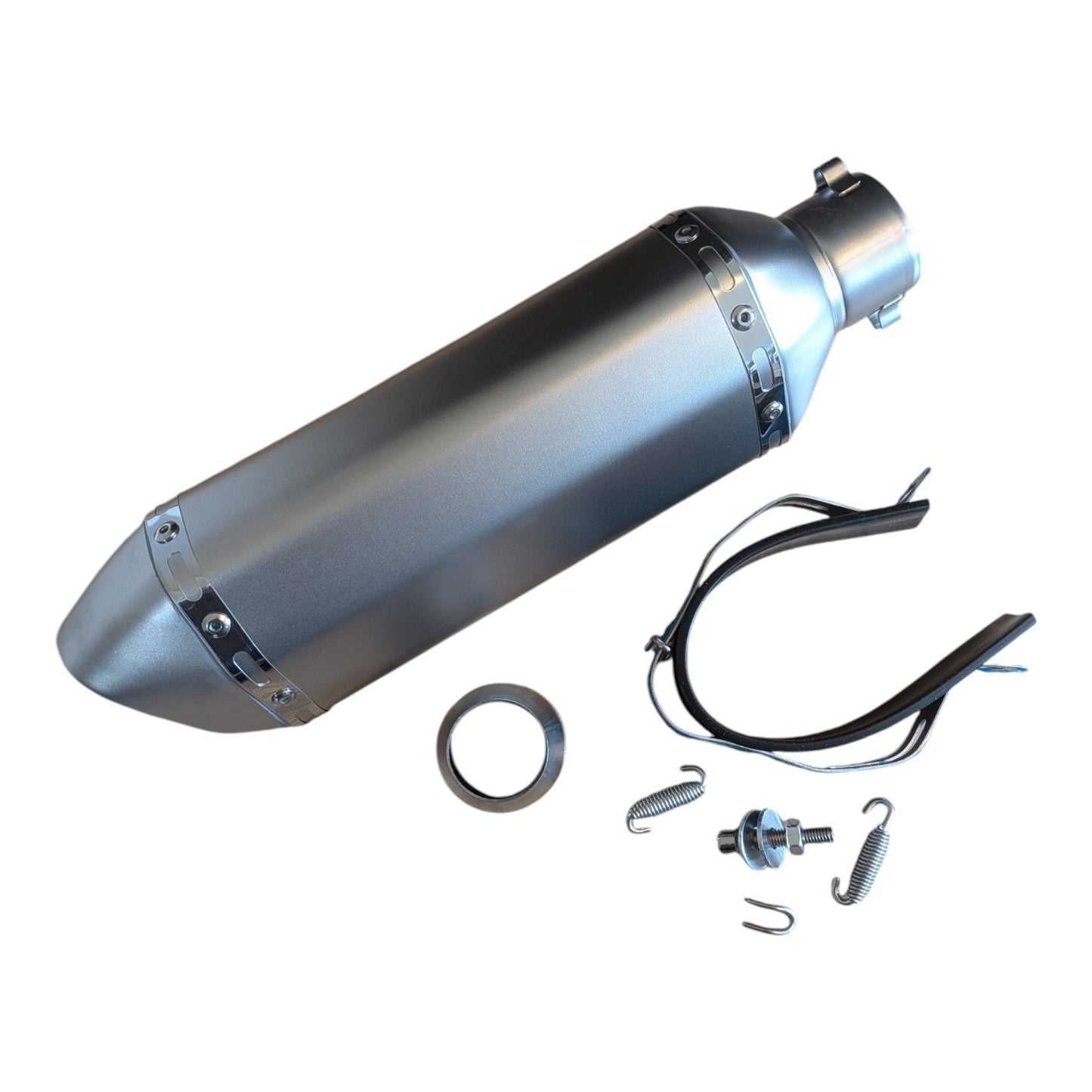 Universal Motorcycle Exhaust Silencer 38-51mm Pipe Slip On With Removable Baffle