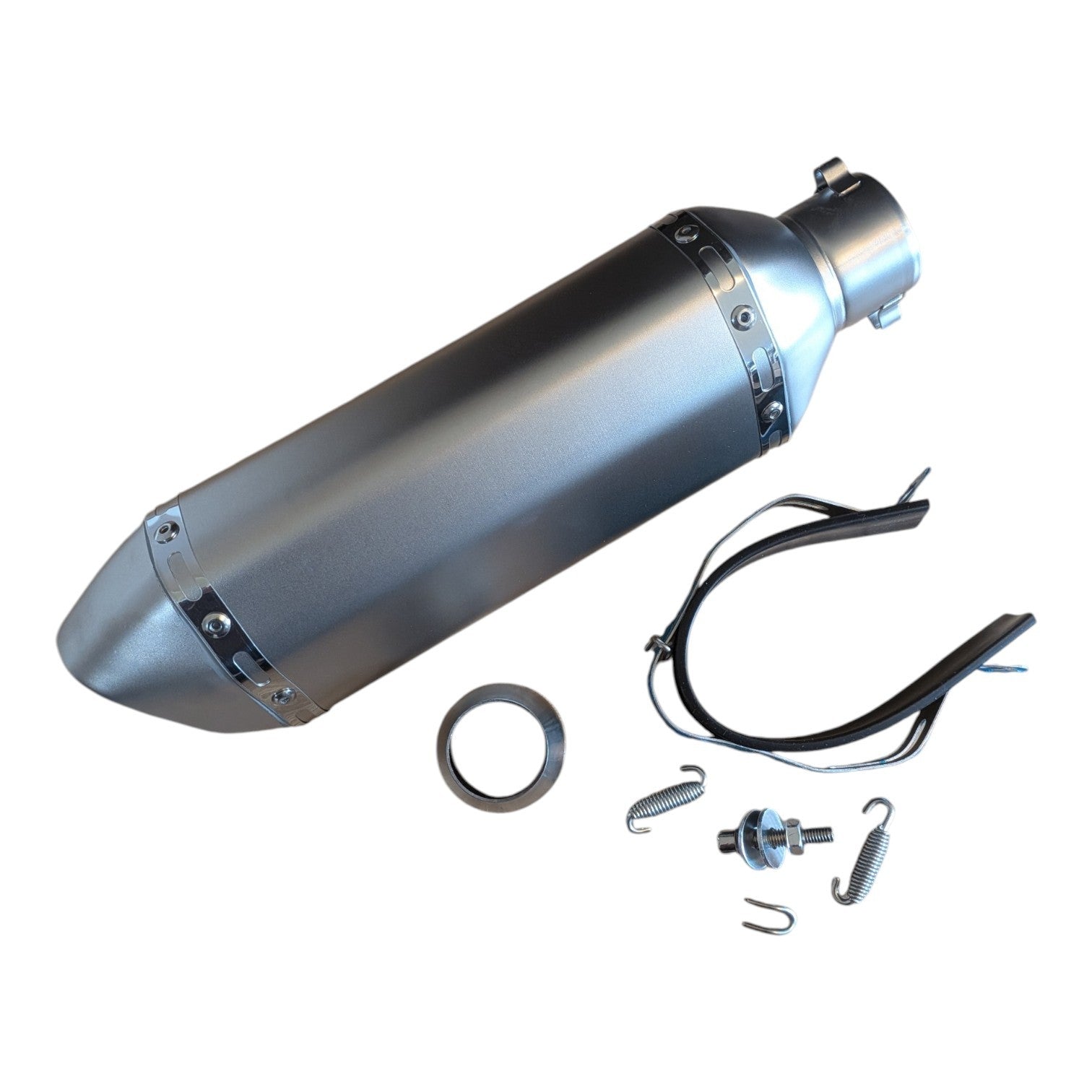 Universal Motorcycle Exhaust Silencer 38-51mm Pipe Slip On With Removable Baffle